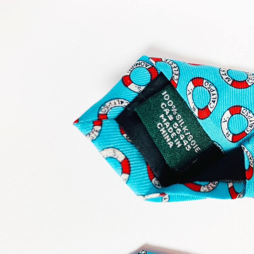 J. Crew Mens Silk Blue Nautical Tie Life Preserver - Picture 5 of 5